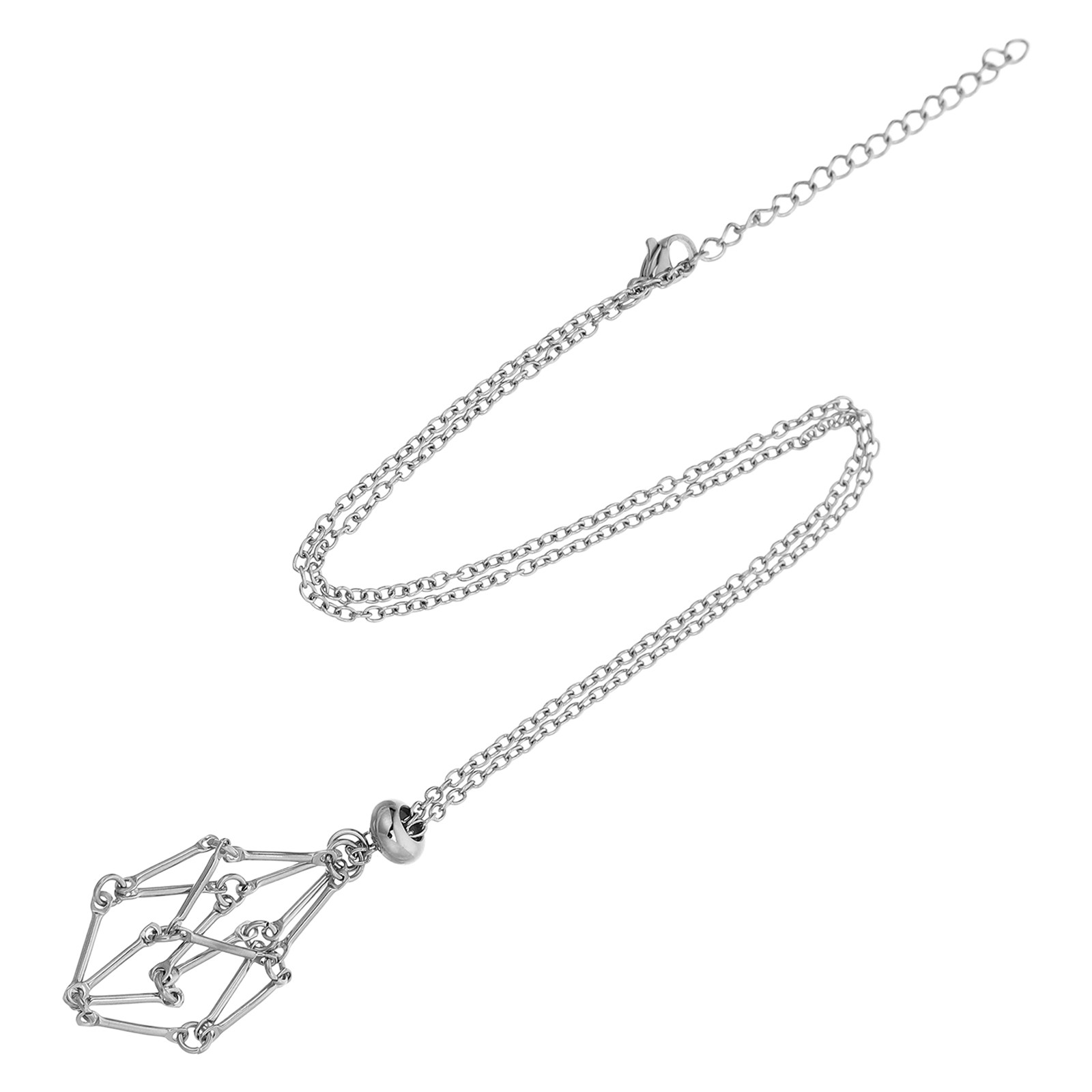 Crystal Pendant Necklace Natural Stone - Halsketting van roestvrij staal met kristallen,